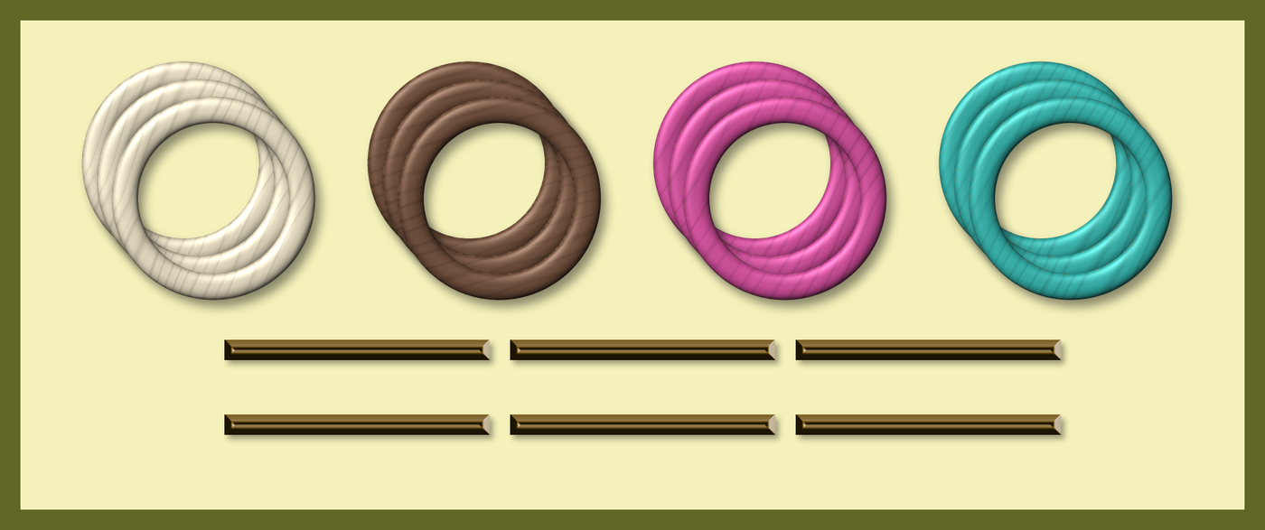 Anneaux des quatre couleurs et plaquettes